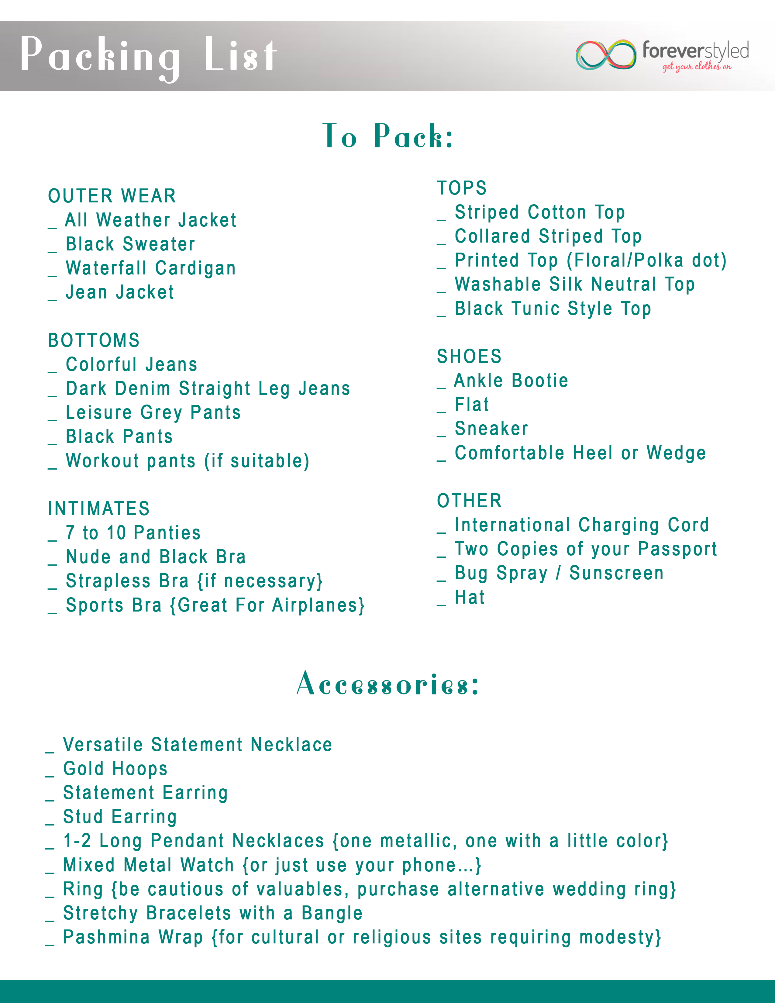 FS_Packing_List Forever Styled